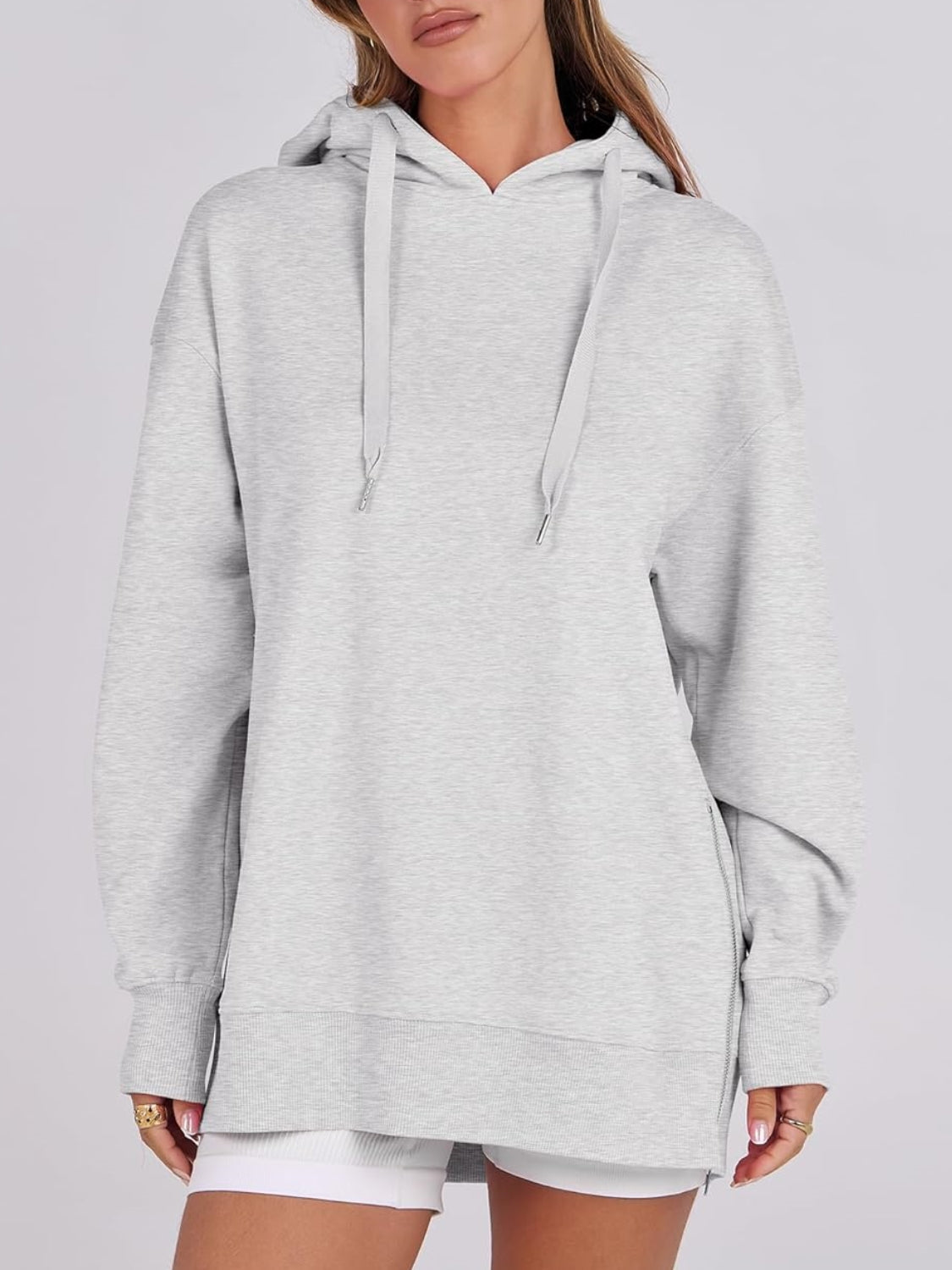Women's Oversized Side Zip Pullover Hoodie