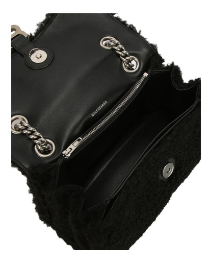 Balenciaga Crush Small Chain Bag With Faux Shearling