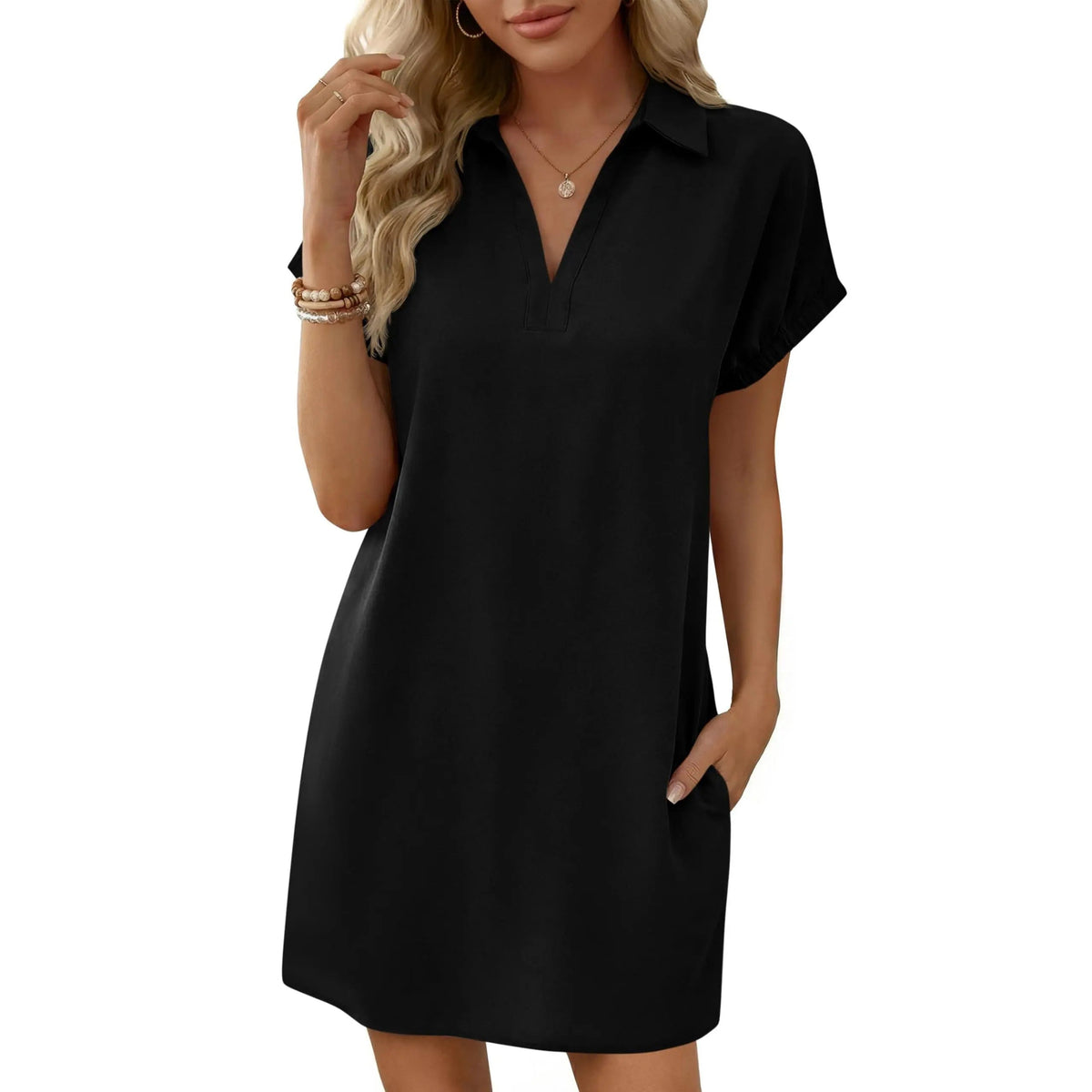 Womens Summer Shirt Dress Casual Short Sleeve
