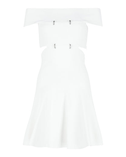 Alexander McQueen Off-the-Shoulder Sliced Mini Dress