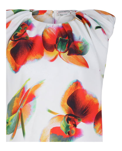 Alexander McQueen Floral Pleated Mini Dress