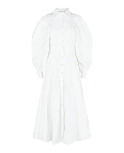 Alexander McQueen Cold-Shoulder Cotton Midi Dress