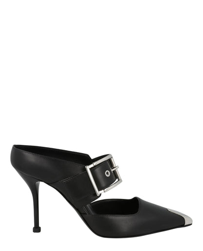 Alexander McQueen Buckle Leather Mules
