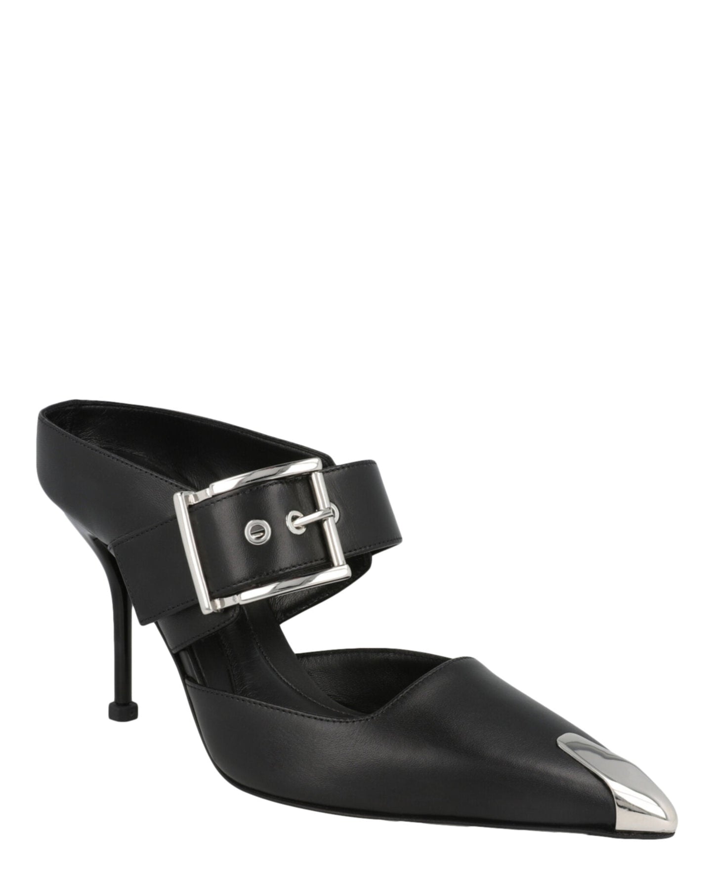 Alexander McQueen Buckle Leather Mules