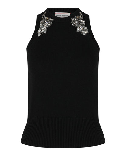 Alexander McQueen Crystal Embellished Racerback Tank Top