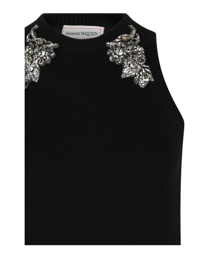 Alexander McQueen Crystal Embellished Racerback Tank Top