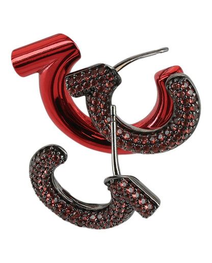 Ferragamo Crystal-Embellished Gancini Half-Hoop Earrings