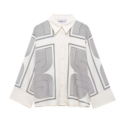 Printed twill shirt and pants set