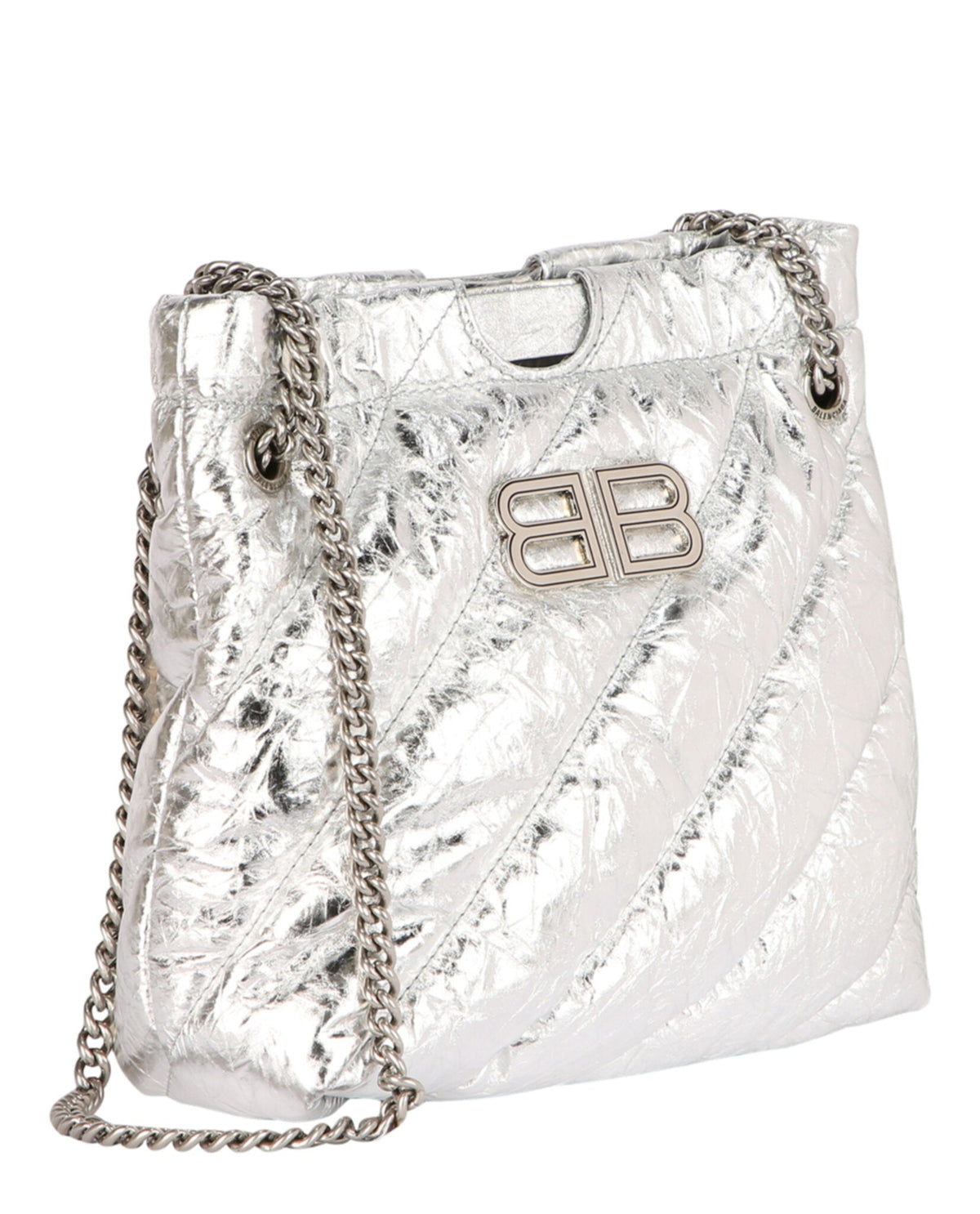 Balenciaga Xs Metallized Quilted Crush Tote Bag
