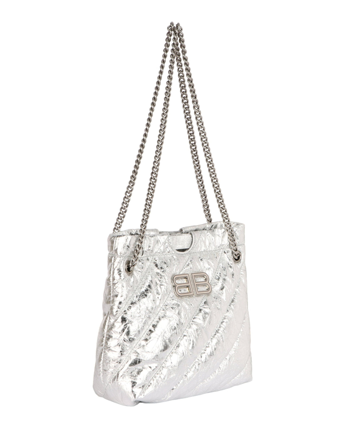 Balenciaga Xs Metallized Quilted Crush Tote Bag