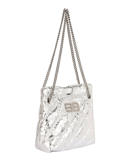 Balenciaga Xs Metallized Quilted Crush Tote Bag