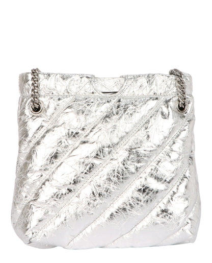 Balenciaga Xs Metallized Quilted Crush Tote Bag