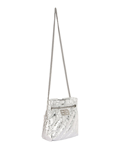 Balenciaga Xs Metallized Quilted Crush Tote Bag