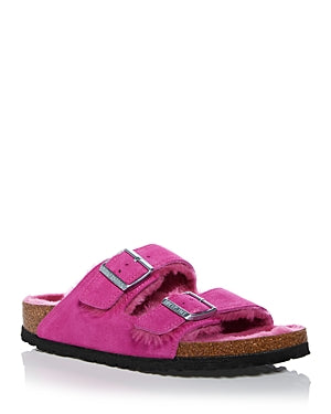 Birkenstock Unisex Arizona Shearling Suede Leather Fichsia Tulip