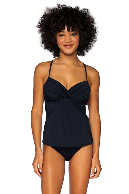 Sunsets Crossroads D/DD Cup Tankini Top - Black - FINAL SALE