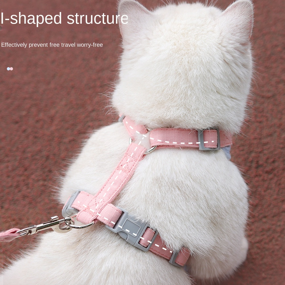 Cat traction rope to prevent breaking free cat chest harness for outdoor walking cat rope