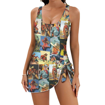Baha Ranch Vintage Cowboy Skirted Swimsuit