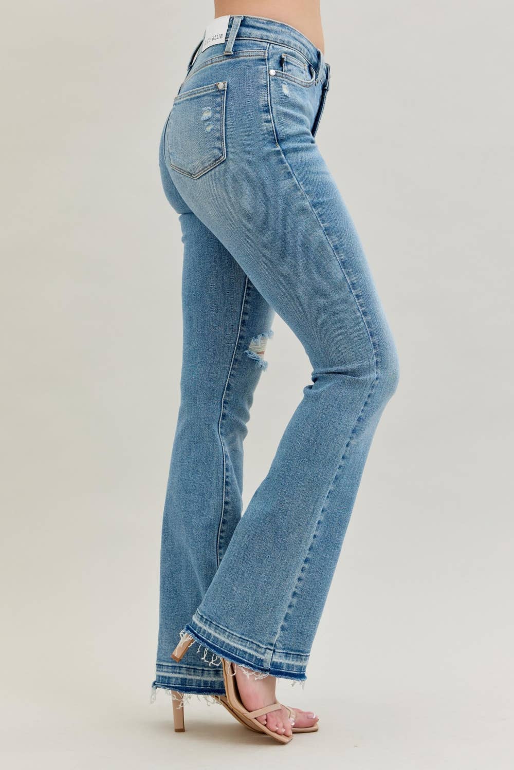 Daria - Mid Rise Destroy & Released Hem Bootcut Jeans