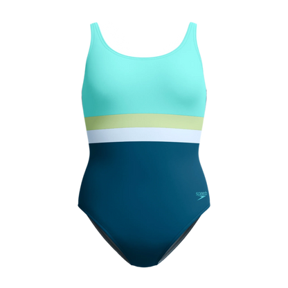 Speedo Banded Colorblock One Piece Fitness Swimsuit - Dark Teal - FINAL SALE
