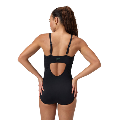 Speedo Women's Adjustable Solid Shirred One Piece - Black