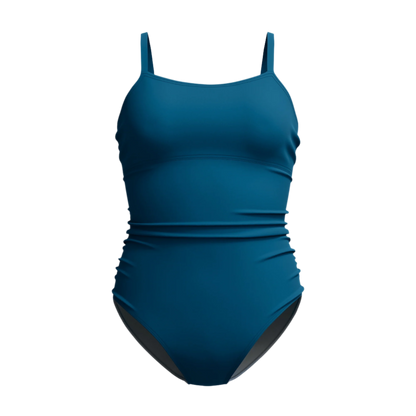 Speedo Women's Adjustable Solid Shirred One Piece - Dark Teal - FINAL SALE