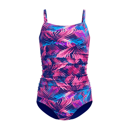 Speedo Women's Adjustable Printed Shirred One Piece - Peacoat