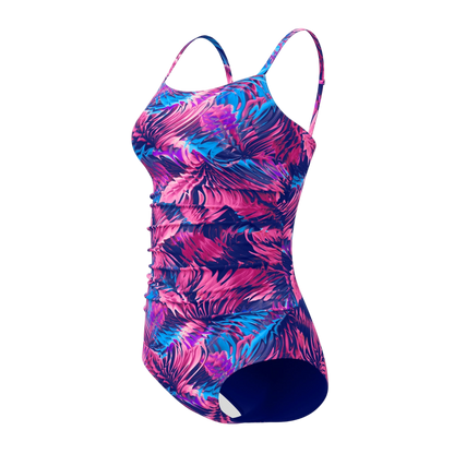 Speedo Women's Adjustable Printed Shirred One Piece - Peacoat
