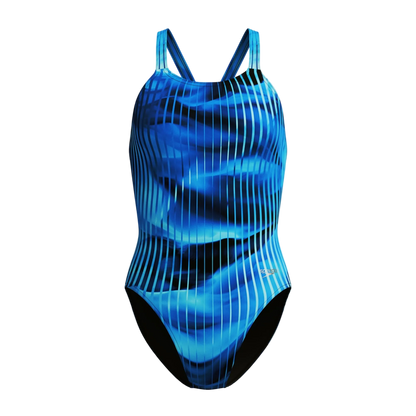 Speedo Women's Leaderback One Piece Swimsuit - Linear Lava Blue