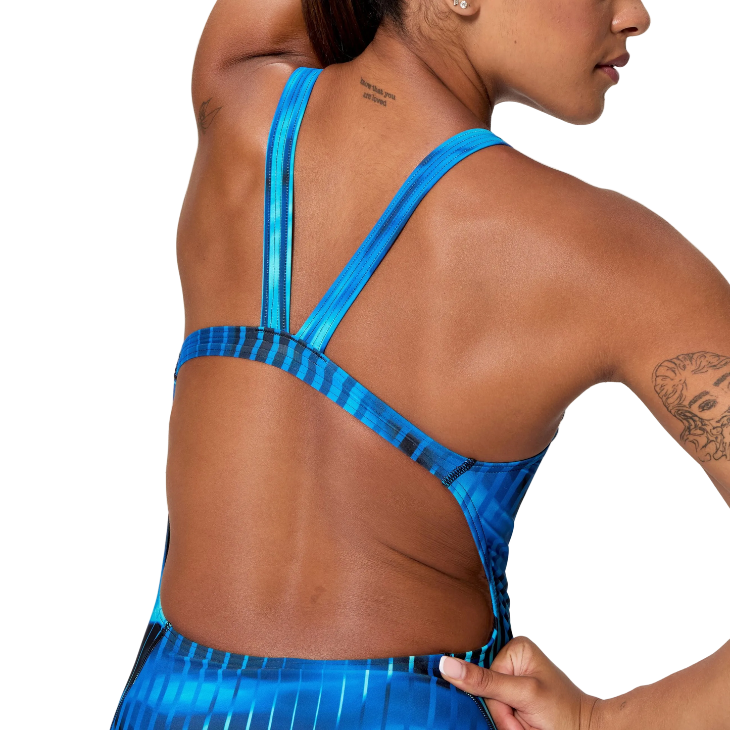 Speedo Women's Leaderback One Piece Swimsuit - Linear Lava Blue