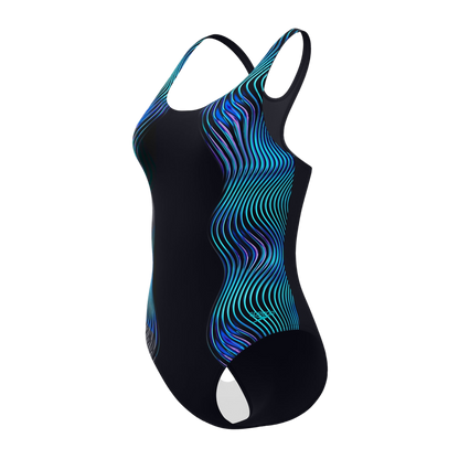 Speedo Print Medalist One Piece Fitness Swimsuit - Anthracite