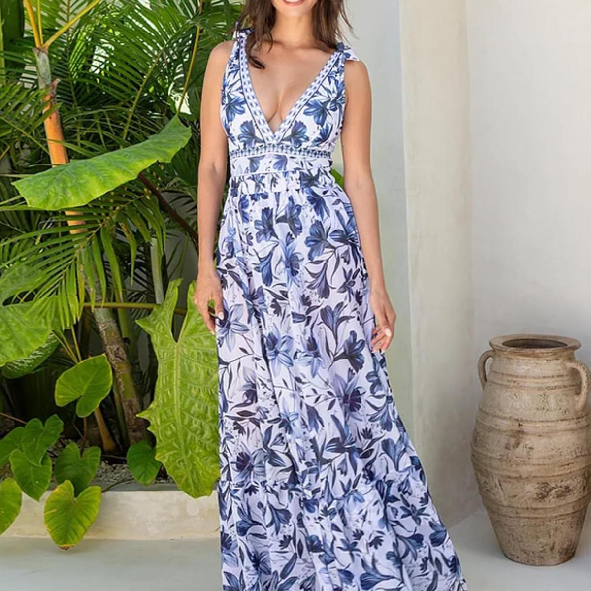 ✨Women Adjustable Shoulder Strip Plant Prints One Piece Swimsuit and Skirt/Sarong