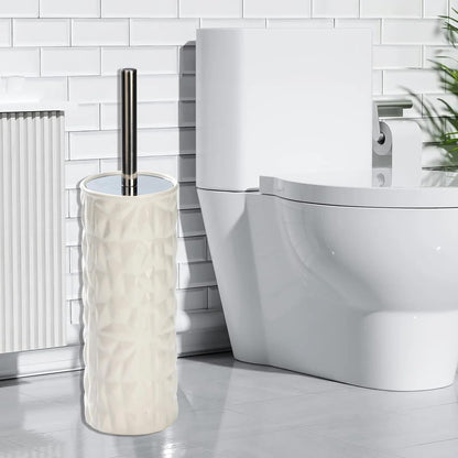 Chrome/White Faceted Ceramic Toilet Brush