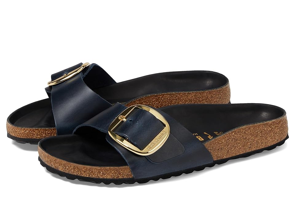 Birkenstock Unisex Madrid Big Buckle Natural Leather Oiled Blue