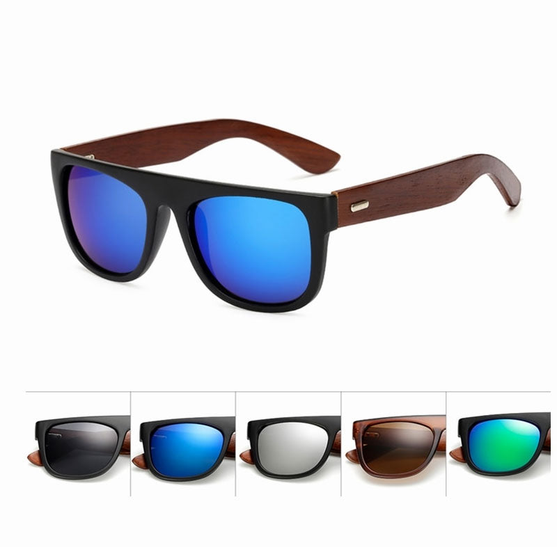 Bamboo Wooden Arms Sunglasses Men Women Black Sunglasses