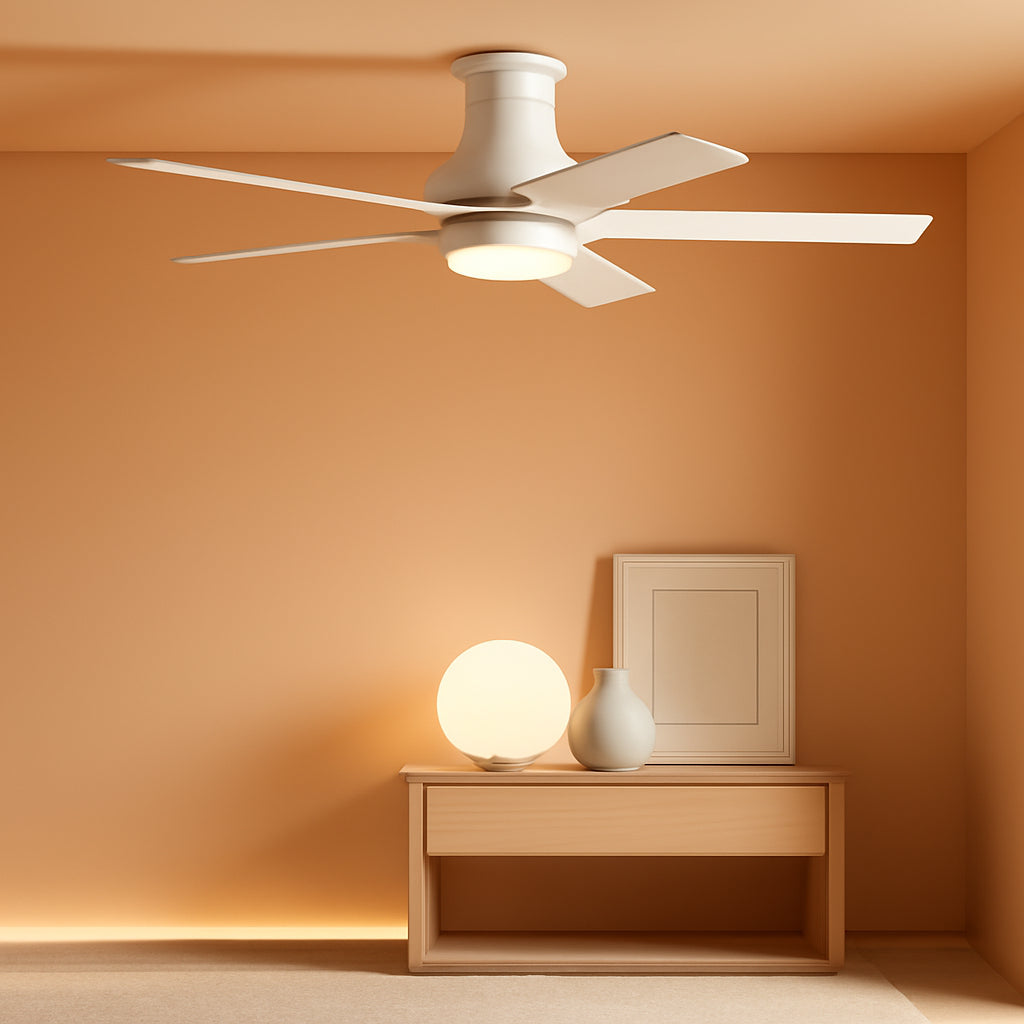 52 Inch White Ceiling Fan With Dimmable LED Lights by ShipItFurniture
