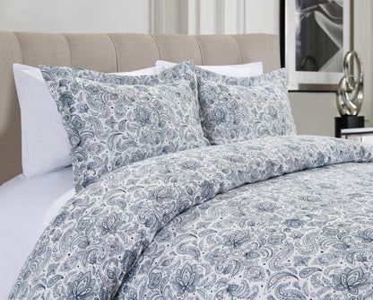 Elegant Comfort 3-Piece Paisley Printed Duvet Cover Set - Comforter Cover with Button Closure