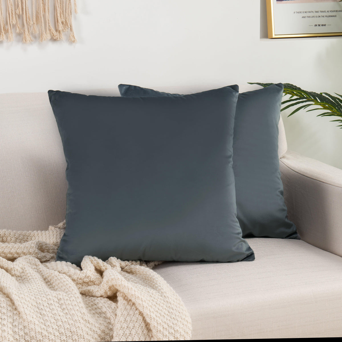 Elegant Comfort 2 Piece Velvet Cushion Cover Solid - Pillow Covers