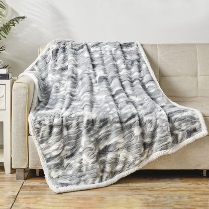 Elegant Comfort 50" x 60" Printed Sherpa Back Throw