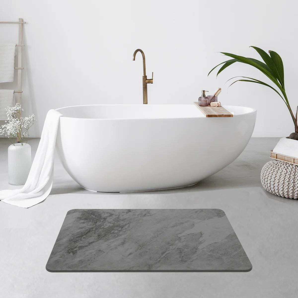 4 Colors! - 24'' x 15'' Diatomaceous Quick-Drying Stone Bath Mat