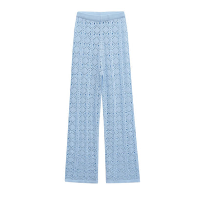 Knitted strapless and hollowed out pants set