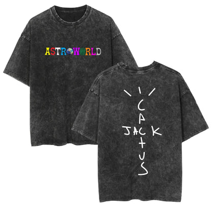 Rap Singer Washed Retro Short Sleeve Fan Commemorative T-Shirt