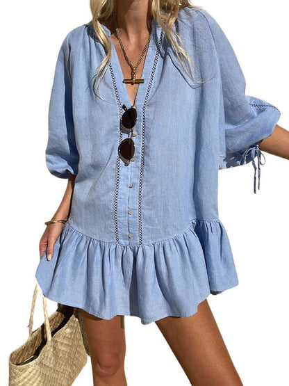 Women's Casual Babydoll Puff Sleeve Dress