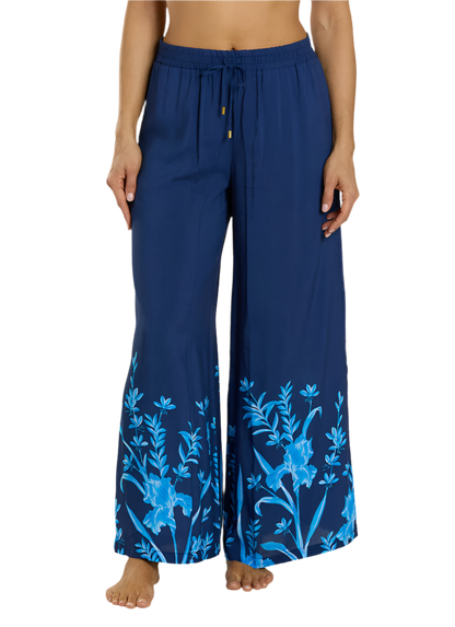 Jantzen Josephine Pull-On Lounge Pant Coverup - Botanical Bloom Blue - FINAL SALE