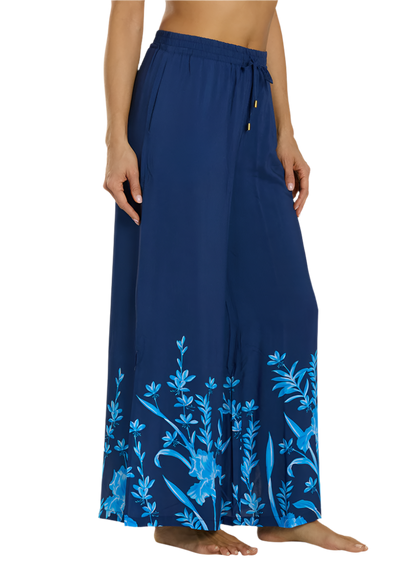 Jantzen Josephine Pull-On Lounge Pant Coverup - Botanical Bloom Blue - FINAL SALE