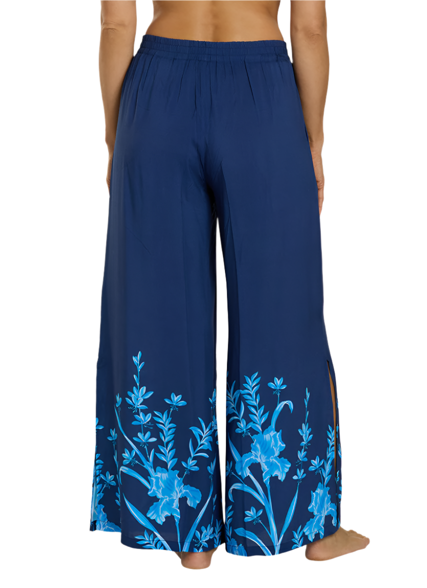 Jantzen Josephine Pull-On Lounge Pant Coverup - Botanical Bloom Blue - FINAL SALE