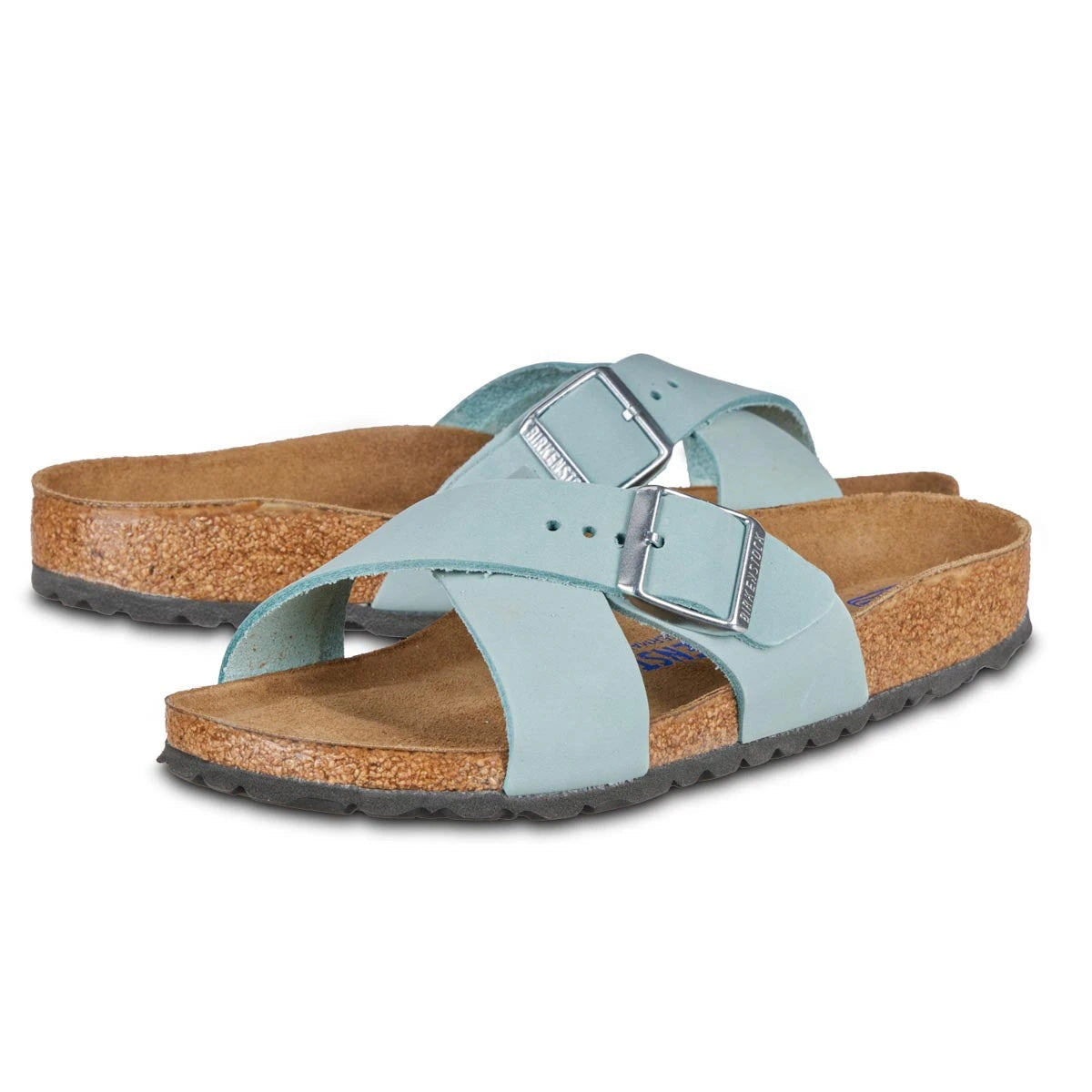 Birkenstock Women's Siena Soft Footbed Nubuck Faded Aqua Sandals
