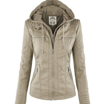 Women's Detachable Leather Jacket