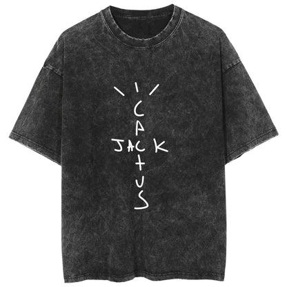 Rap Singer Washed Retro Short Sleeve Fan Commemorative T-Shirt