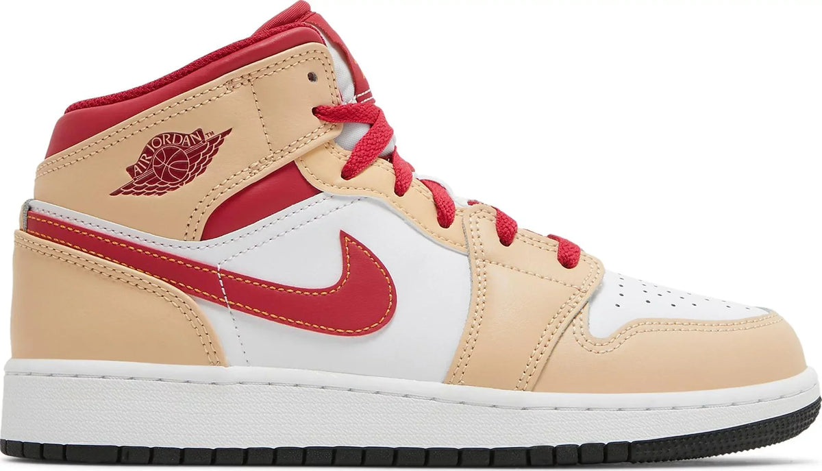 Air Jordan Grade School Retro 1 Mid 'Light Curry Cardinal' Gs (Gs)