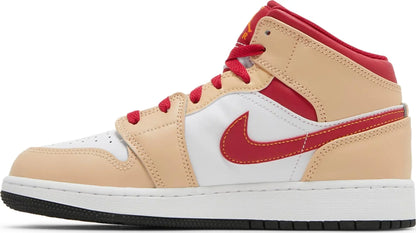 Air Jordan Grade School Retro 1 Mid 'Light Curry Cardinal' Gs (Gs)